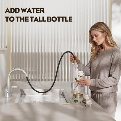 Pull Down Sprayer Brushed Nickel Widespread Bathroom Sink Faucet, 8 Inch 2 Handles 3 Hole Pull Out Bathroom Faucet,with Pop Up Drain and Water Supply Line,BF04022-K01-GBN