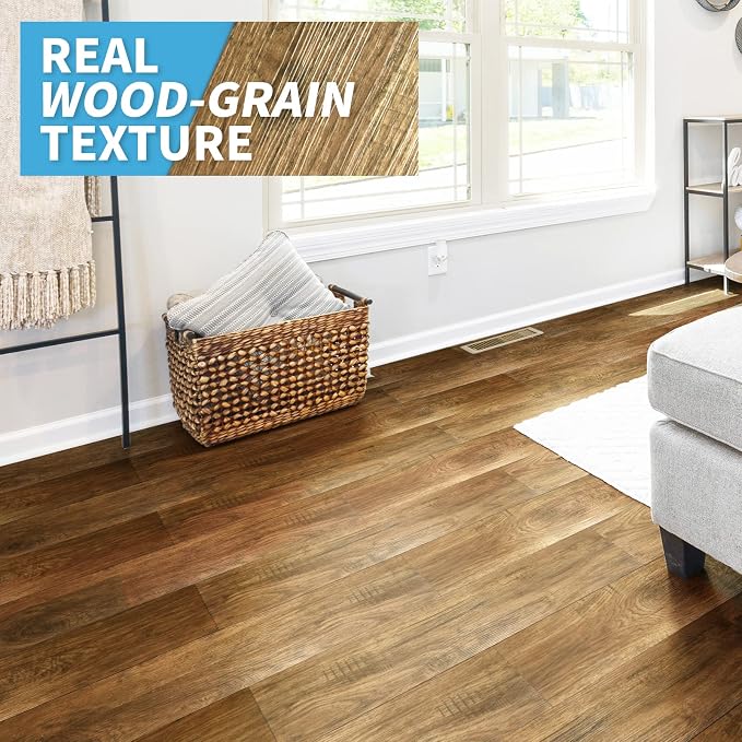 Art3d Wood Texture Peel and Stick Vinyl Floor Planks, 36-Pack, Ashtree | Cover 54 sq.ft, Waterproof, Self-Adhesive, Scratch Resistant, Premium Vinyl, Ideal for Bedroom, Living Room, Kitchen, RV