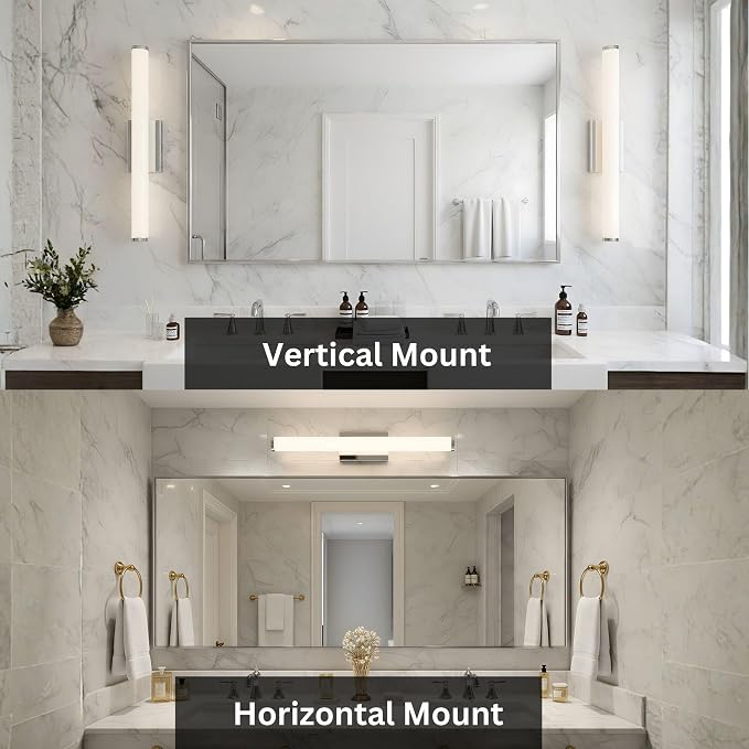 24 Inch Modern LED Vanity Light, Polished Chrome Bathroom Lighting Fixture, 3000K Warm White Light Bar for Mirror (22W, 1760Lumens, CRI>90, ETL Listed)