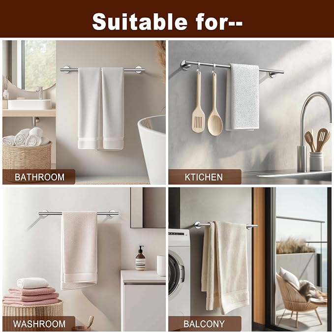 SEIDO 12 Inch Polished Chrome Towel Bar (2-Pack) for Small Spaces, Double Locking Anti-Drop Bathroom Towel Holder, SUS 304 Stainless Steel Towel Rack Wall Mounted, 9.6" Usable Length, Mounting Kit