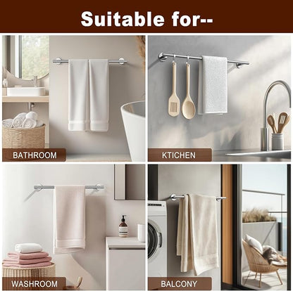 SEIDO Towel Holder Chrome with 15.6" Usable Length, 304 Stainless Steel Bathroom Towel Bar, 18 Inch Towel Racks for Bathroom & Kitchen, Polished Chrome