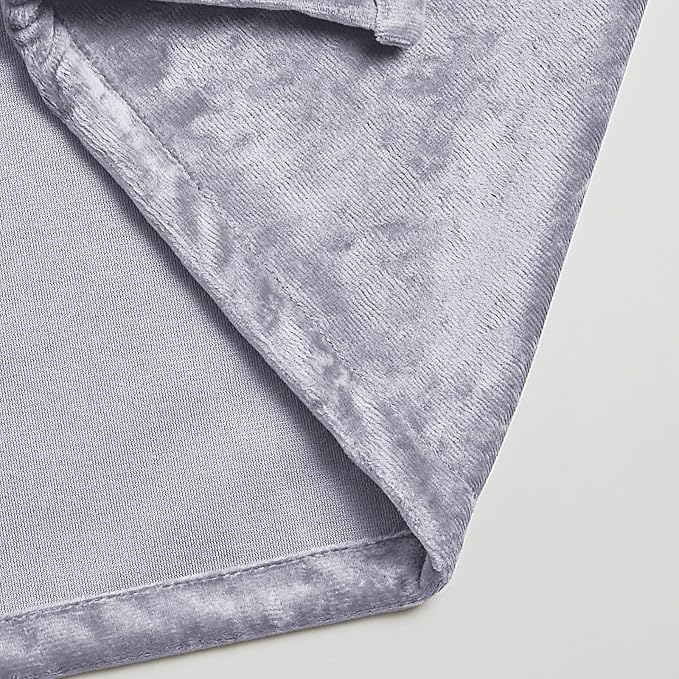 Fredsure Distressed Velvet Shower Curtain Set, 13 Pieces Light Purple Including 1 Piece 72"x72" Shower Curtain and 12 Pieces Silver Hooks