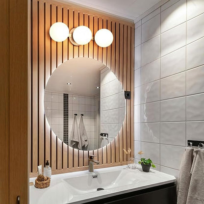 Bathroom Vanity Light Fixtures, Modern 3 Lights Globe Wall Sconce Lighting Brushed Nickel, Porch Wall Mount Light Fixture for Bathroom, Mirror Cabinets Hallway Stairs