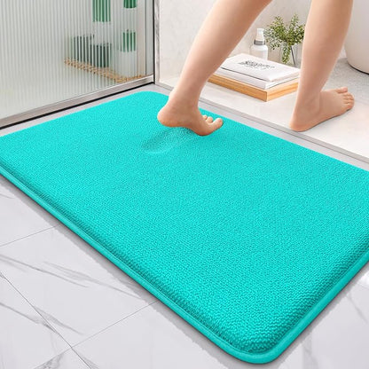 OLANLY Thick Memory Foam Bathroom Rugs 36x24, Soft Absorbent Bath Mat, Teal | Quick Dry Bath Rugs, Non-Slip Carpet, Machine Washable Mats for Bathroom Floor, Tub and Shower, Home Decor Accessories