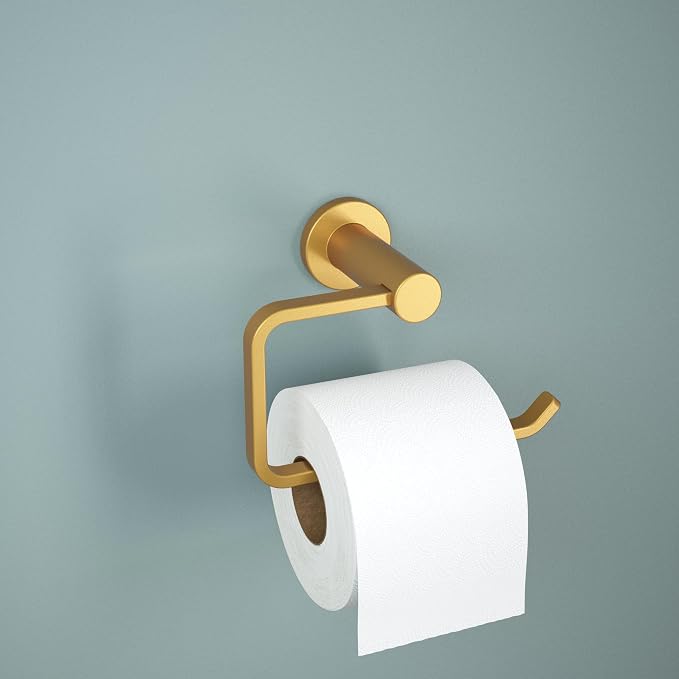 Franklin Brass Kildare (1-Pack) Toilet Paper Holder, Euro Single Post Tissue Roll Wall Mount TP Storage, Satin Gold Bathroom Decor, Accessories KLD50-SG