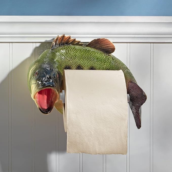 Design Toscano JQ10197 Holder-Reeling Trout Fish Rustic Toilet Paper Roll - Bathroom Wall Decor, Multicolor