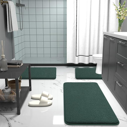 OLANLY Memory Foam Bathroom Rugs 30x20, Absorbent Bath Mat, Blackish Green | Soft Quick Dry Bath Rugs, Non-Slip, Machine Washable Carpet for Bathroom Floor, Tub and Shower, Home Decor Accessories