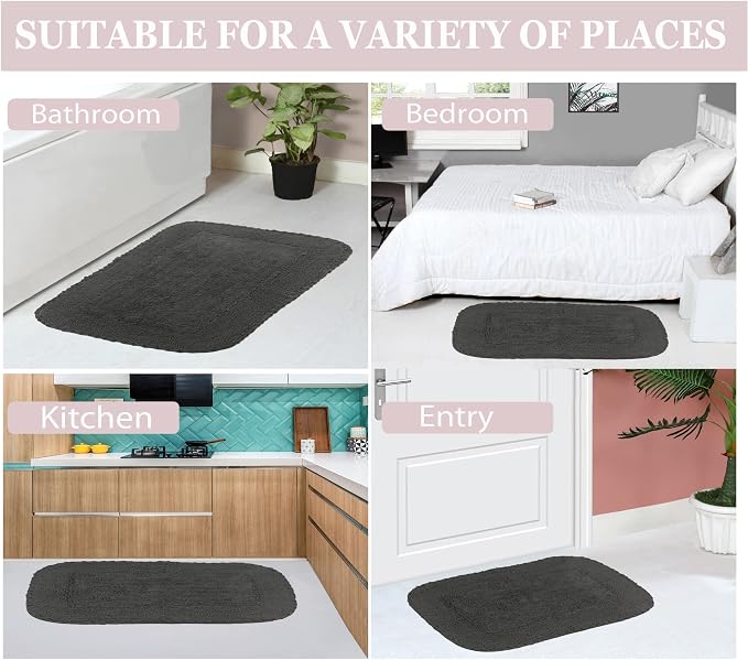 Home Weavers Radiant Collection 100% Cotton Bathroom Rugs Set, Bathroom Décor, Washable Rug, Extra Soft and Absorbent Bath Rug, Kitchen Mat, Bath Mat Set, Bath Floor Mat Non Slip, 30" Round, Gray