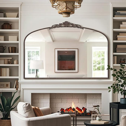 Micasso Large Bronze Vintage Mirror: 48"x33" Baroque Antique Wall Mirror | Traditional Ornate French Decorative Arched Mirror for Bedroom/Bathroom/Fireplace/Entryway/Hallway/Living Room/Dining Room