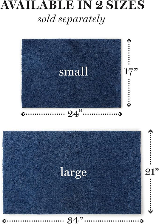 MARTHA STEWART Drylon Microfiber Bath Rug - 1 Piece, Ultra Soft Plush, Non-Slip, Thick, Washable Bathroom Rugs, Home Decor Accessories, Household Essentials, Small Bath Mat, 17" x 24", Navy Blue
