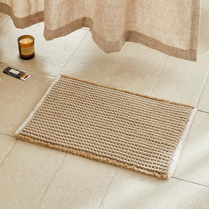 TYUU Waffle Bath Mat, Boho Bathroom Rugs Non Slip, 30x20 Khaki & White | Super Absorbent Quick Dry Bath Rug, Non-Slip Backing, Soft Waffle Washable Farmhouse Bathroom Mats, Tub, Shower & Home Decor