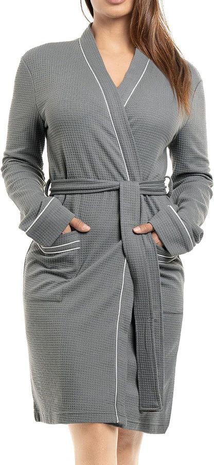 NY Threads Women's Robe Soft Knit Waffle Bathrobe Lightweight Knee-Length Loungewear