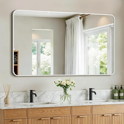Vanity Bathroom Mirror, 50”x30” Silver Bathroom Mirror for Over Sink | HD Tempered Glass, Anti-Rust Frame, Vertical or Horizontal, Wall Mirrors for Bathroom Sink, Living Room, Entryway, Bedroom
