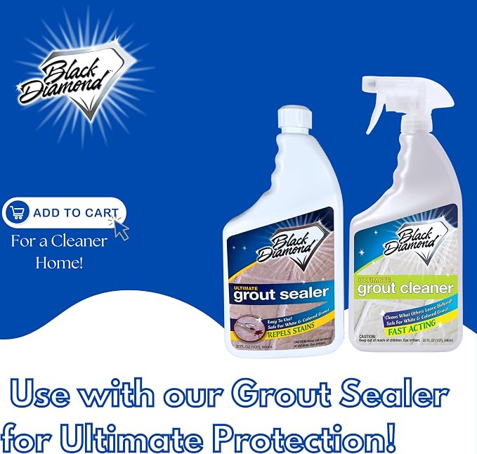 Ultimate Grout Cleaner for Tile & Grout, Acid-Free Stain Remover QT/Brush | Acid-free formula deep cleans grout on tile floors. Safe for marble, travertine, granite and all natural stone.