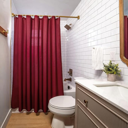 Americanflat 71x74 Solid Burgundy Shower Curtain - Water-Resistant Long Shower Curtain with Durable Metal Grommets and 12 Hooks - 100% Polyester