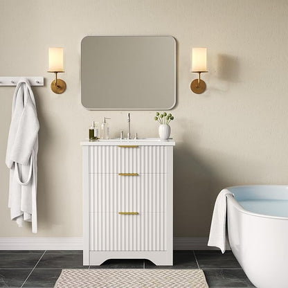 GarveeHome 36 Inch Bathroom Vanity with Sink, Fluted Bathroom Sink Cabinet