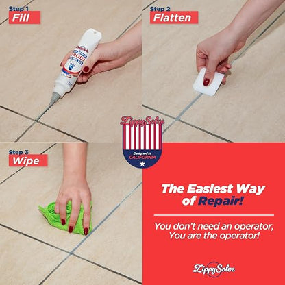 Tile Grout Repair Kit, Refresh Tile Grout Filler (2 Pack, Grey) | Restore & Renew Tile Joints, Fast-Drying Grout Sealer & Paint, Squeeze Tube for Bathroom, Shower & Kitchen Floors, Waterproof