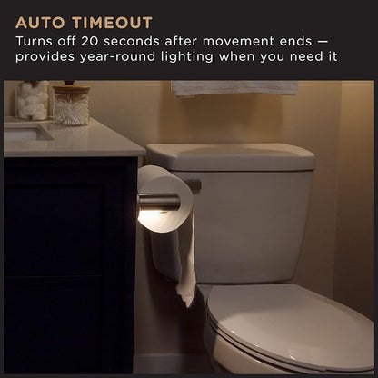 Enbrighten Toilet Paper Holder with Motion Sensing Night Light | Battery Operated, Bathroom Lighting, Toilet Paper Holder Wall Mount, Toilet Paper Roll Holder, Chrome, 77233