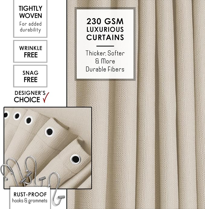 Clara Clark Beige Bathroom Set - Bathroom Sets with Shower Curtain and Rugs, 26PC Bathroom Accessory Set, Shower Curtain Set with Adhesive Corner Shower Caddy Hanging & Soap Dispenser