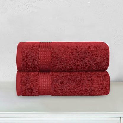Elegant Comfort Premium Turkish Cotton 2 Pack Bath Towel Set - 27 x 54 inch, Luxurious Hotel Spa Quality 100% Turkish Cotton 2PC Bath Towel Set - Highly Absorbent - Soft Bathroom Towels, Burgundy