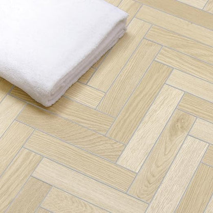 12-Pack Peel and Stick Floor Tile, 10.8" x 9.3" Herringbone SPC Self-Adhesive Luxury Vinyl Flooring, Wood-Look Groutable Backsplash Tile for Kitchen Bathroom, Natural Oak, Covers 8.4 Sq. Ft.