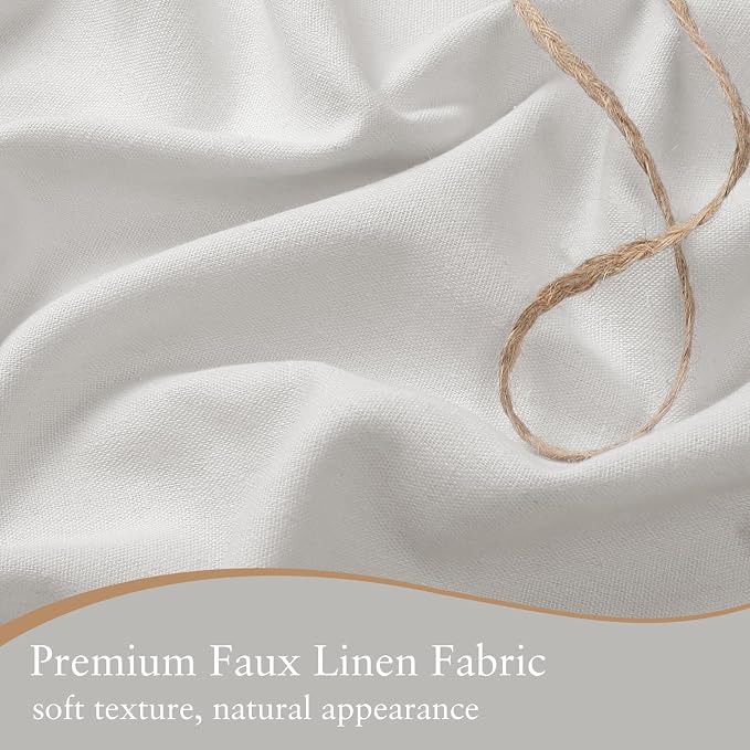 Linen Scallop Shower Curtain with 12 Clear Hooks, Waterproof, 72x78, White | Heavy Duty Waterproof Fabric with Black Border, Cute Modern Farmhouse Bathroom Décor