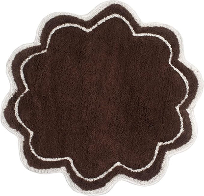 Home Weavers Allure Collection 100% Cotton Tufted Round Shape Bathroom Rug, Soft and Absorbent Bath Rugs, Non-Slip Bath Carpet, Machine Wash Dry Bath Mats for Bathroom Floor, 30" Round, Brown