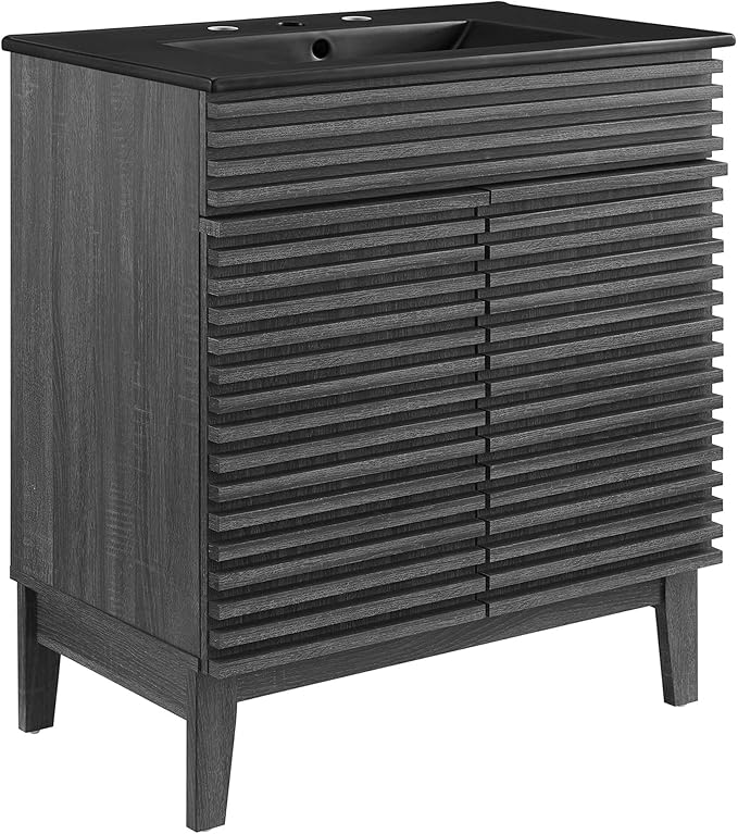 Modway Render 30" Bathroom Vanity with Sink in Charcoal Black