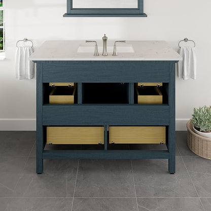 Eviva Britney Ash Blue 42 Inch Bathroom Vanity with Sink - A Fusion of Bathroom Sink Cabinet - White Undermount Porcelain Sinks - Bathroom Vanities for Elegance-Bathroom Sink Vanity