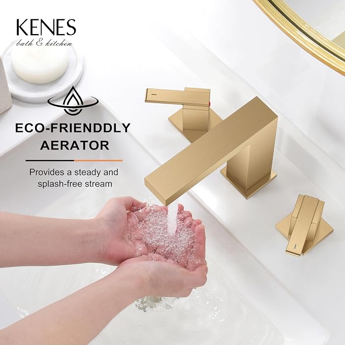 Champagne Bronze Widespread Bathroom Faucet 3 Hole Vanity Faucet | Bathroom Sink Faucet with Pop Up Drain & Supply Lines, Lead-Free cUPC & NSF Certified, 8 Inch Faucet for Vanity Restroom Sink