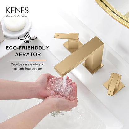 Champagne Bronze Widespread Bathroom Faucet 3 Hole Vanity Faucet | Bathroom Sink Faucet with Pop Up Drain & Supply Lines, Lead-Free cUPC & NSF Certified, 8 Inch Faucet for Vanity Restroom Sink