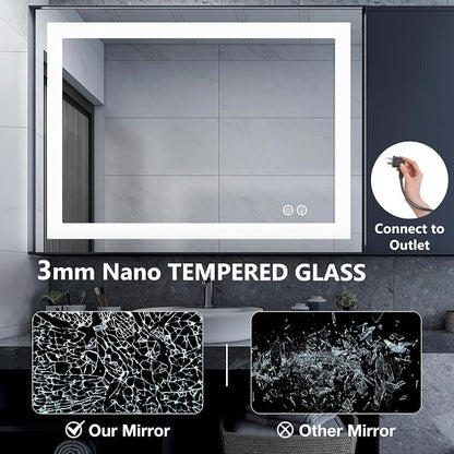 DUMOS 36.1"x36.1" LED Bathroom Mirror, Bathroom Vanity Mirror | Smart Anti-Fog, Front Light and Backlit, 3 Color Temperatures, Dimmable, Memory Function