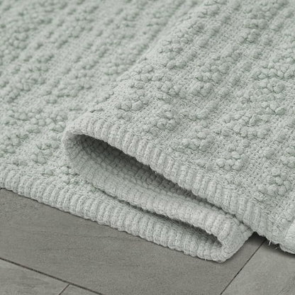 French Connection Nellore Bathroom Rugs, Set of 2 Woven and Beaded Bathroom Mats, Durable Bath Rugs, Thick Bath Mats for Bathroom and Shower Rugs, 17" x 28" and 20" x 38", Light Blue