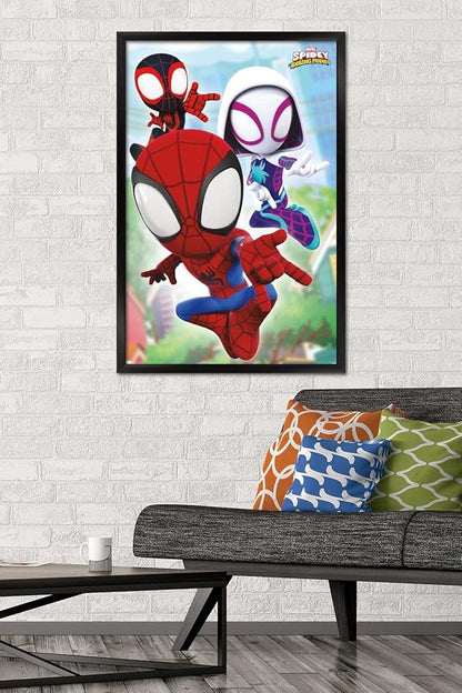 Trends International Marvel Spidey and His Amazing Friends - Webs Wall Poster, 22.37" x 34.00", Black Framed Version