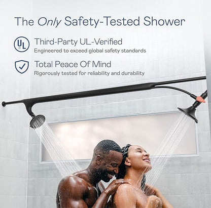 BOONA Original Tandem Shower as Seen on Shark Tank | Dual Shower Head for Couples | Max Water Pressure for Two | Easy Install (Midnight Black, Two Showerheads)