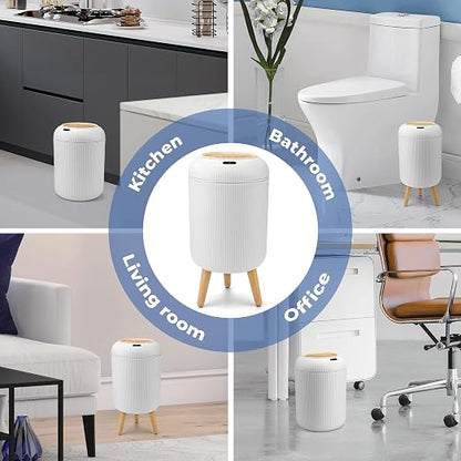 Pukomc 2 Pack Automatic Trash Can 12L /3 Gallon and 10L /2.64 Gallon | Bathroom Trash Bin with Lid Touchless Small Smart Motion Sensor Garbage Cans for Kitchen, Bathroom,Living Room and Bedroom