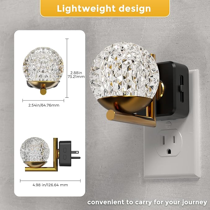 L LOHAS LED Night Lights Plug Into Wall 2 Pack, Dusk to Dawn Sensor | 10-Color RGB Dimmable Night Light, 180°Rotating Plug in Night Light for Bathroom, Hallway, Bedroom, Stairway