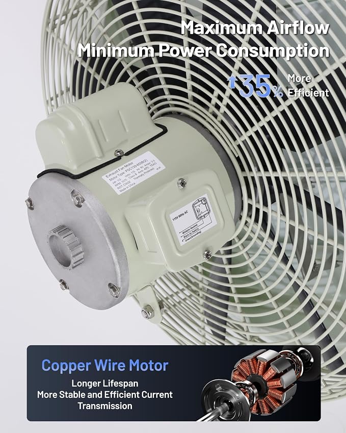 iLiving 20-Inch Corrosion Resistance Shutter Exhaust Fan, Single Speed