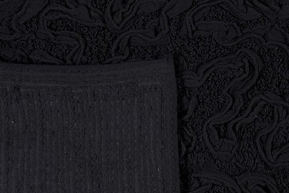 Home Weavers Bell Flower Toilet Tank Lid Cover – 10"x22", 100% Cotton, Tufted, Soft & Absorbent, Non-Slip, Machine Washable Bathroom Décor, Black