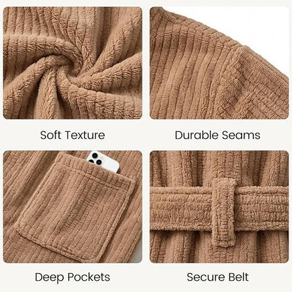 PJGGZ Men's Shawl Collar Bathrobe, Soft Long Towel Robe for Men - Super Absorbent Quick Dry yet Warm