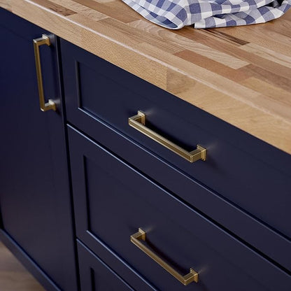 Franklin Brass 10 Pack Champagne Bronze Gold Cabinet Handles 5-1/16 inch (128mm) Kitchen Cabinet Handles and Drawer Pulls for Cupboards and Dressers | Recessed Square