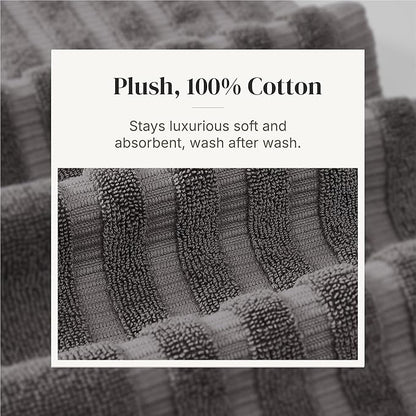 Modern Threads Classic Diamond 6-Piece 100% Cotton Towel Set – Yarn Dyed Jacquard – Includes 2 Bath Towels, 2 Hand Towels, 2 Washcloths – Absorbent, Quick Dry, Soft & Durable – Gray