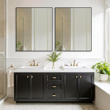 FICTOR Bathroom Vanity Mirror for Over Sink, 30" x 36", Black | Anti-Rust Frame, Shatterproof Tempered Glass, Vertical/Horizontal Wall Mounted Mirror for Bedroom, Entryway, Living Room