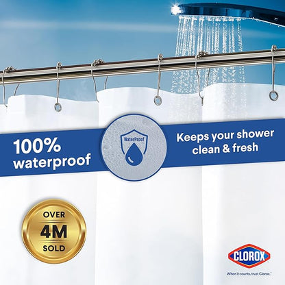 CLOROX Shower Curtain Liner, Premium Medium-Weight Durable Waterproof 6g PEVA for Bathroom with Weighted Magnets, Extra Long 72" x 78", Frosty 1 Pack