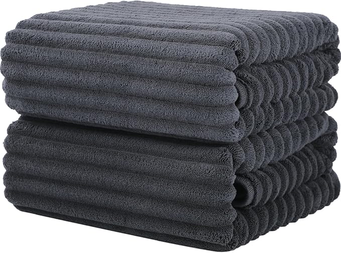 Luxury 2-Piece Quick-Dry Bath Towel Set 27.5X 55 Inches – Ultra Soft Microfiber for Bathroom, Bar, Pool, Gym & Travel – Elegant Twill Design