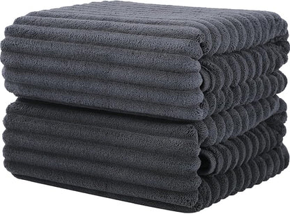 Luxury 2-Piece Quick-Dry Bath Towel Set 27.5X 55 Inches – Ultra Soft Microfiber for Bathroom, Bar, Pool, Gym & Travel – Elegant Twill Design