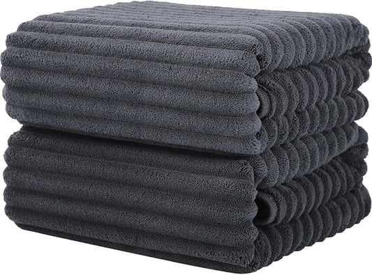 Luxury 2-Piece Quick-Dry Bath Towel Set 27.5X 55 Inches – Ultra Soft Microfiber for Bathroom, Bar, Pool, Gym & Travel – Elegant Twill Design
