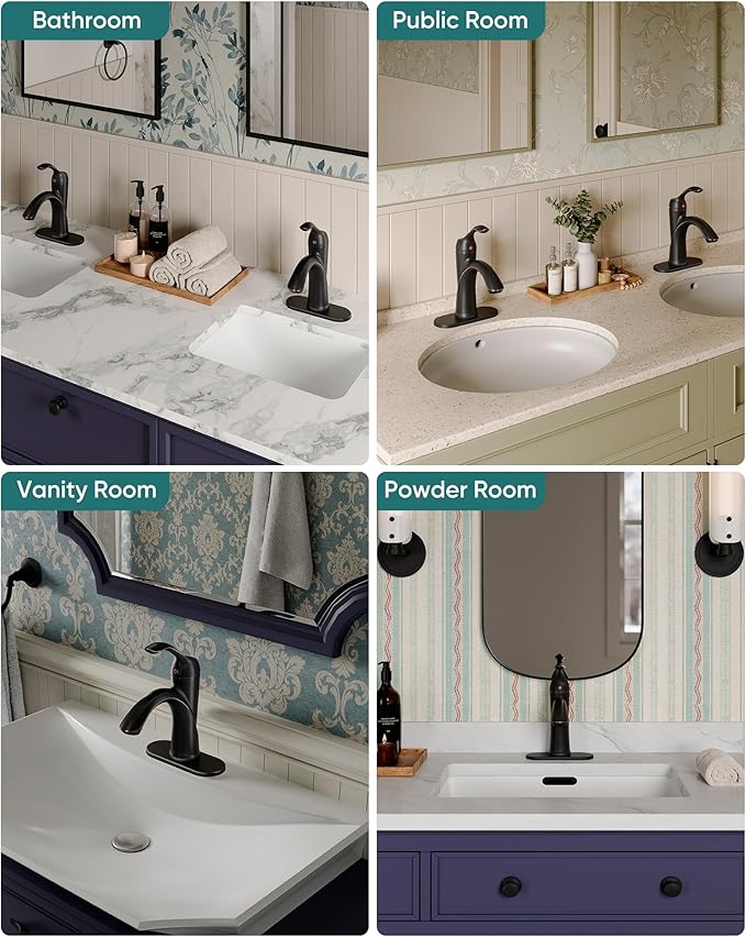 Homevacious Oil Rubbed Bronze Bathroom Faucet 1 Hole One-Handle Lever Bathroom Sink Faucets Bath Rustic Lavatory Basin Mixer Tap with Pop Up Drain with Overflow Supply Hose ORB