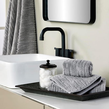 SKL Home CloudSoft Bath Towel Set, 6-Piece, 100% Cotton Luxury, Gray | 2 Bath towels, 2 hand towels, 2 washcloths. Premium spa-level quality. 600/520 GSM weight. Ultra plush & absorbent.