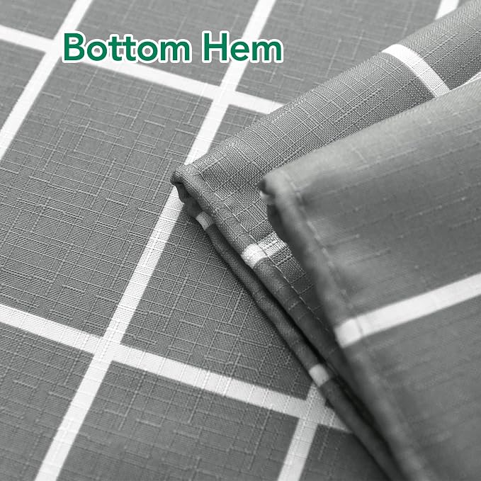 Fabric Farmhouse Shower Curtain-Modern Bathroom Shower Curtains Dark Grey | 70"Wx72"L Faux Linen Grid Minimalist Simple Rustic Neutral Guest Bathroom Decor-Cloth Geometric Plaid Washable Hotel Quality